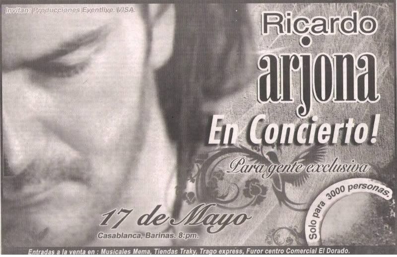 Recital de Ricardo Arjona en Venezuela, 17 de mayo, 2008