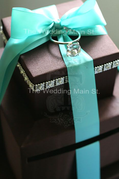 Choco card box Tiffany blue Satin Ribbon SIZE 3 tier card box
