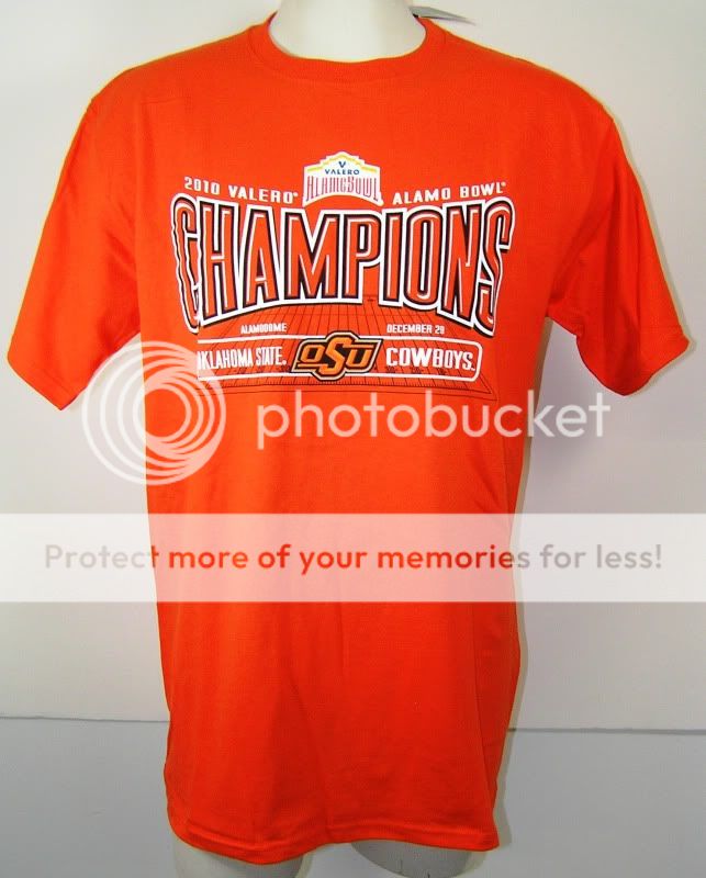 Oklahoma State Cowboys 2010 Champions Alamo Bowl Shirt L   2XL NEW 