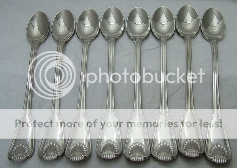London Shell Germany 18/8 Towle 8 iced teaspoons excellent  