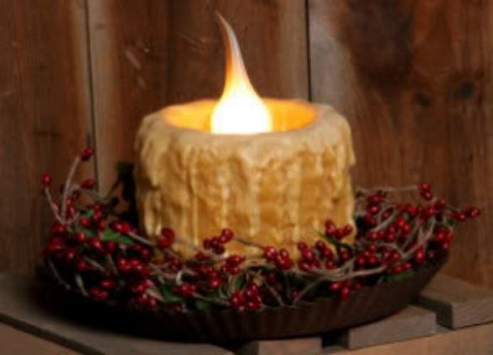 PRIM ELECTRIC COUNTRY WELCOME HOLLOW WAX CANDLE COVER  